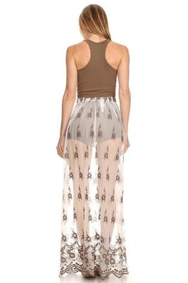 Taupe High Waist Mesh Skirt