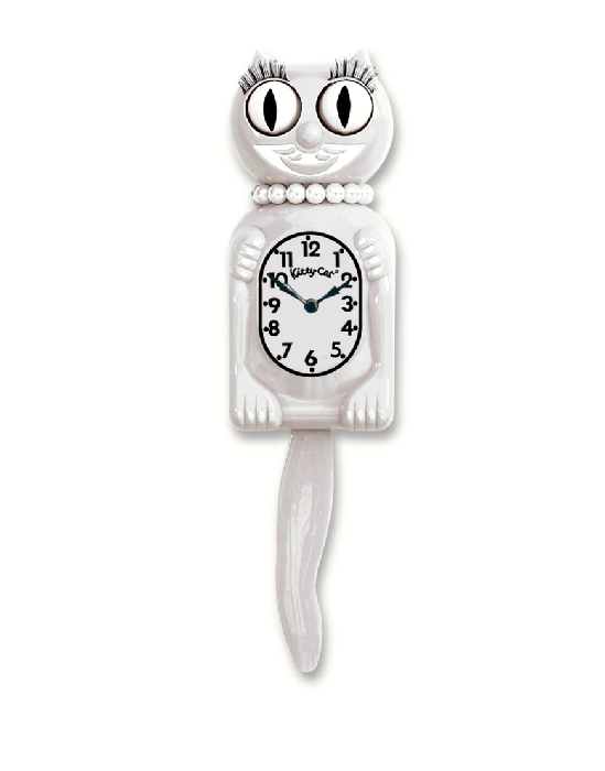Limited Edition White Miss Kitty-Cat Klock (12.75? high)