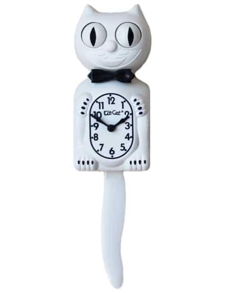 White Gentleman Kit-Cat Klock with Black Bow Tie (15.5? high)