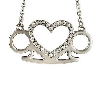 LC841 – Rhinestones Hear Brass Nuckles Necklace