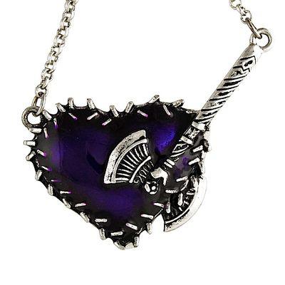 LC1558 – Purple Heart with Spikes and Ax Necklace