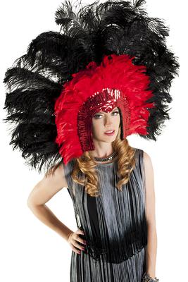 63005 – Feather Headpiece – Red/Black