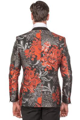 Porto Filo Mens Red/Black Flower Blazer