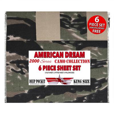 American Dream 2000 Series Camo Collection 6 Piece Cotton Sheet Set