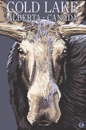 Cold Lake, Canada - Moose Up Close - Lantern Press Original Poster