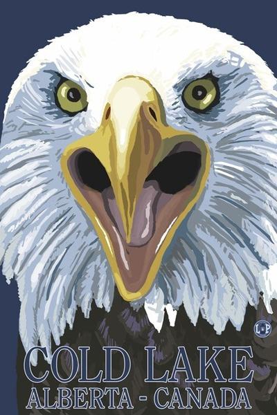 Cold Lake, Canada - Eagle Up Close - Lantern Press Original Poster