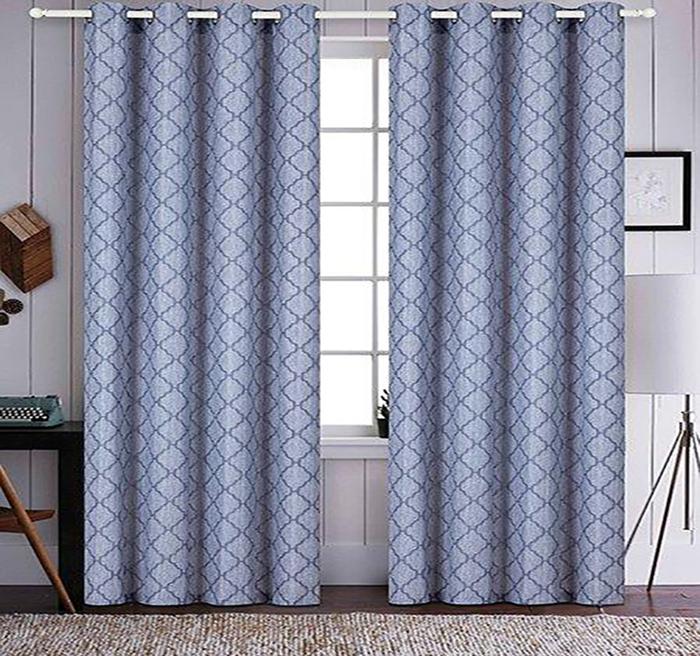 Regal Comfort® Jacquard Blackout Curtain Panels With Grommet Top "Blue"