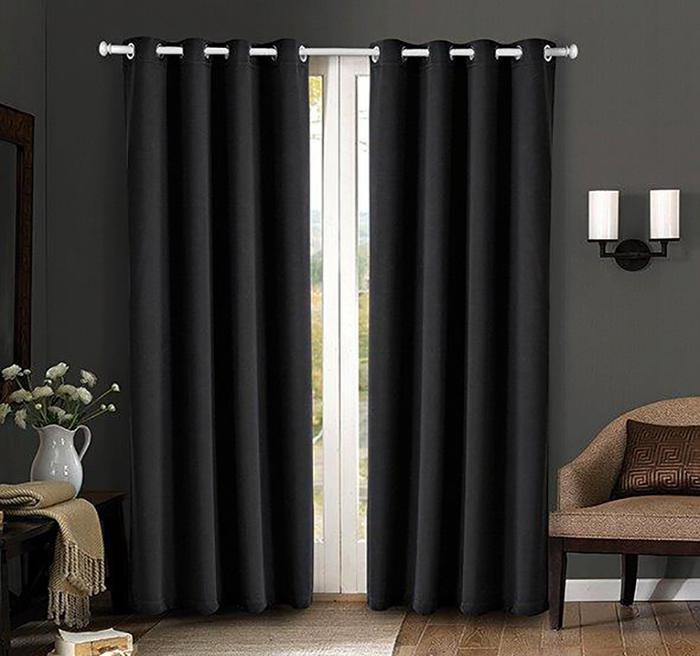 Regal Comfort® Solid "Black" Blackout Curtain Panels With Grommet Top