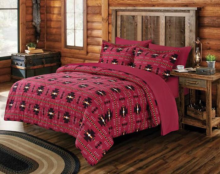 Virah Bella® 7 Pc. Comforter Set "Native Burgundy" F/Q
