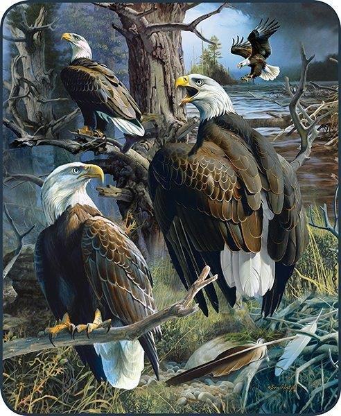 "Eagle collage" Officially Licensed Regal Comfort® Faux Fur™ Queen Size Blanket