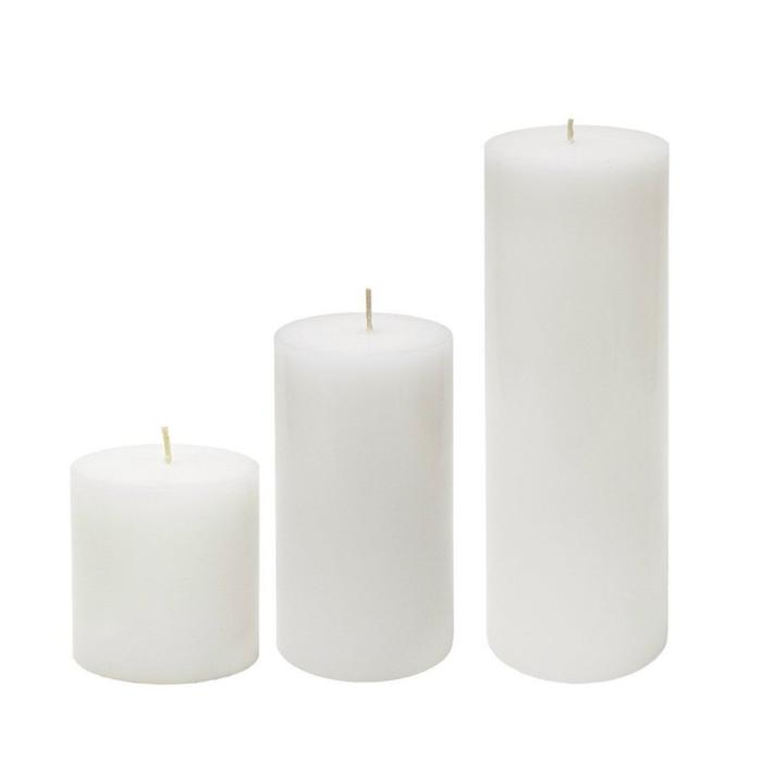Set of 3 Unscented Pillar Candles