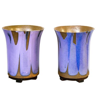 Pair of Purple Flame Glaze David Cressey Planter