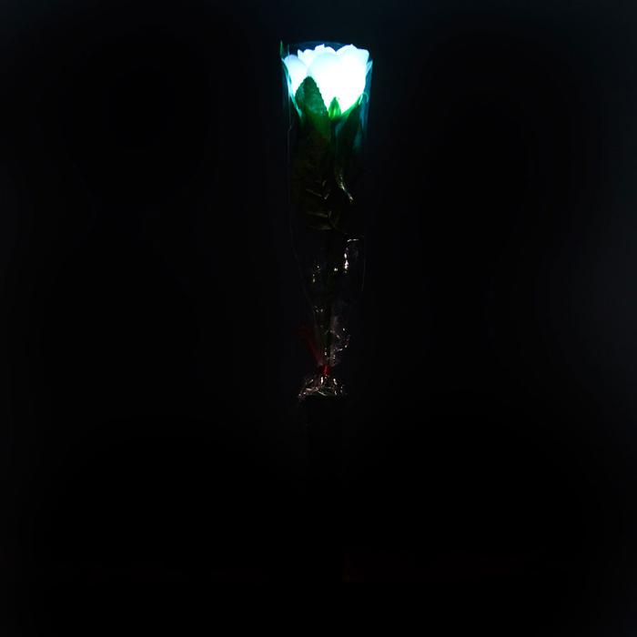 Multicolor LED Color-Changing White Rose Flower on a Stem