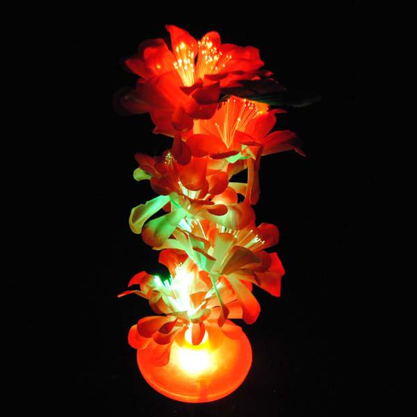 Fiber Optic Light Up LED 13" Centerpiece with Flowers, Muilt-color Lights