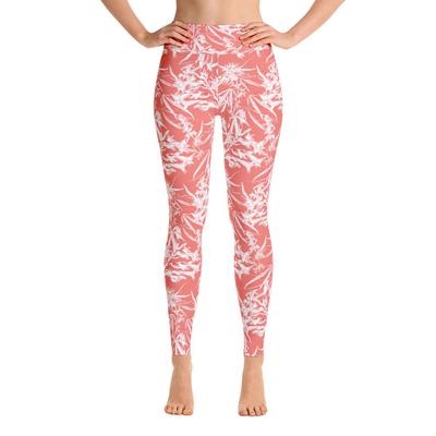 Coral Cannabis Blooms - Yoga Leggings