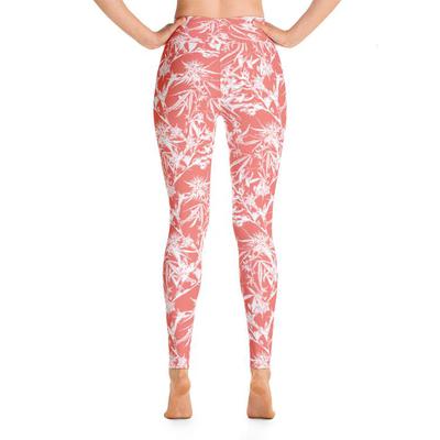 Coral Cannabis Blooms - Yoga Leggings