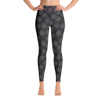 Grey Falling Leaves - Yoga Leggings