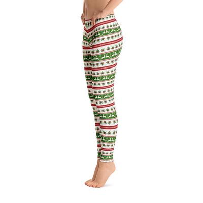 Cannabis Pattern Ugly Sweater Leggings