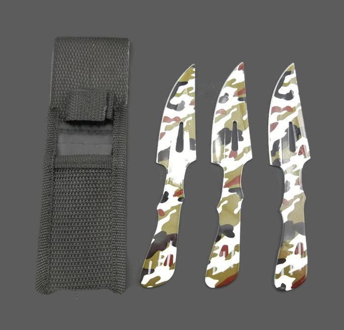 Knife A3303SC 3pcs 6" Throw - Set of 3 Camo Throwing Knives with Sheath