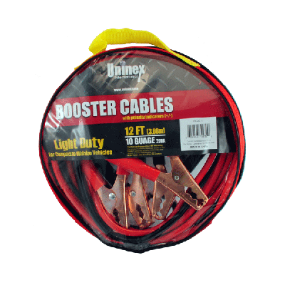 12FT JUMPER CABLES 10 GAUGE WITH COATED RED/BLACK COPPER PLATED CLAMPS
