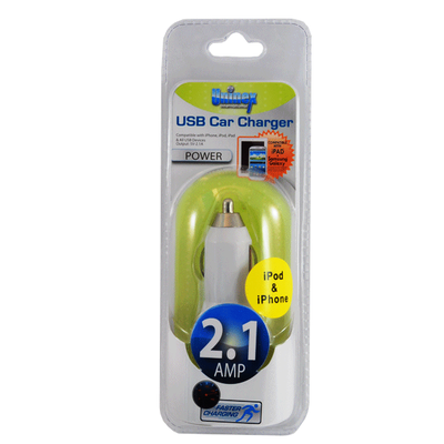 UNIVERSAL CAR CHARGER WITH USB PORT (2.1A)
