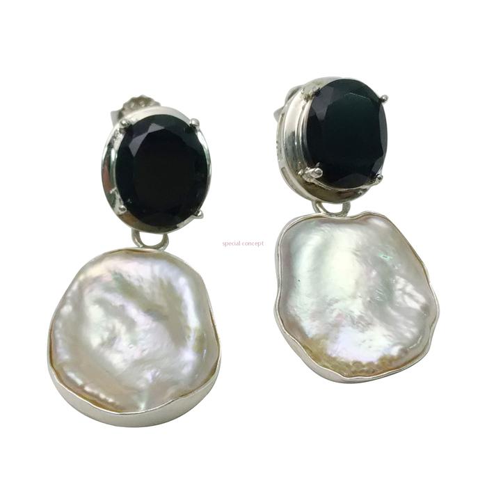 sterling silver black spinel  earring,EV911PBS