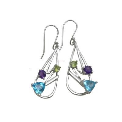 MIXED GEMSTONE EARRING,E8407TPA