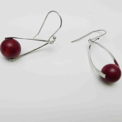sterling silver coral earring,E11476-C