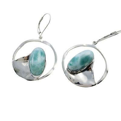 Larimar circular earring,E6005L