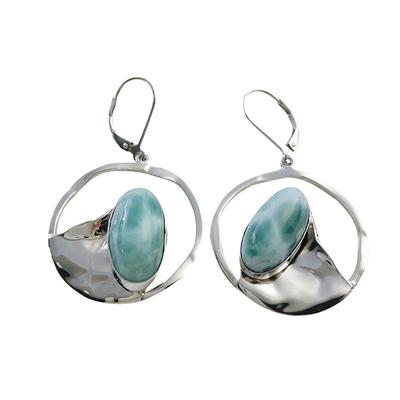 Larimar circular earring,E6005L
