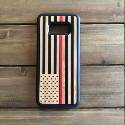 THIN RED LINE USA FLAG ENGRAVED PHONE CASE FOR SAMSUNG GALAXY NOTE WITH OPTIONAL ACCESSORIES