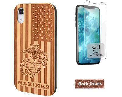 US MARINES WOOD FLAG PHONE CASE PERSONALIZED WITH NAME / RANK FOR IPHONE AND GALAXY CASES.