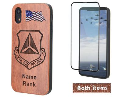 U.S. CIVIL AIR PATROL WOOD PHONE CASE WITH NAME/RANK FOR IPHONE AND GALAXY
