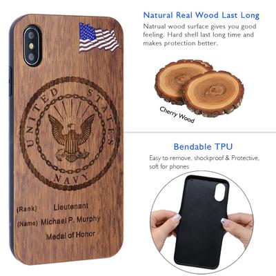 U.S. NAVY PHONE CASE PERSONALIZED WITH RANK / NAME ENGRAVED FOR IPHONE AND GALAXY