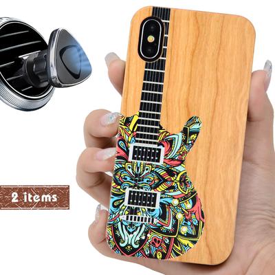 MUSIC GUITAR COLOR WOOD PHONE CASE PERSONALIZED WITH OFFERS MAGNETIC CAR MOUNT OR SCREEN PROTECTORn