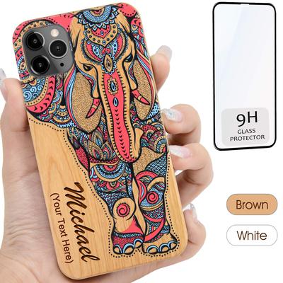 ELEPHANT COLOR WOOD CASE WITH NAME