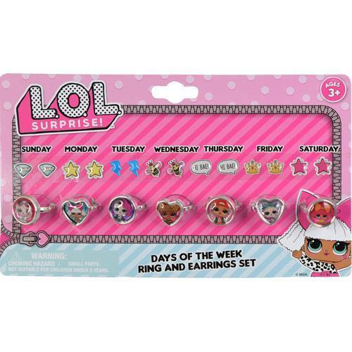 Wholesale LOL! Days of the Week Earring and Ring Set
