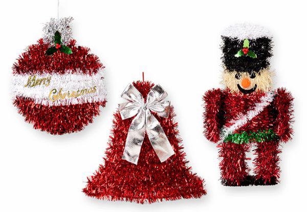 CHRISTMAS TINSEL WALL PLAQUES