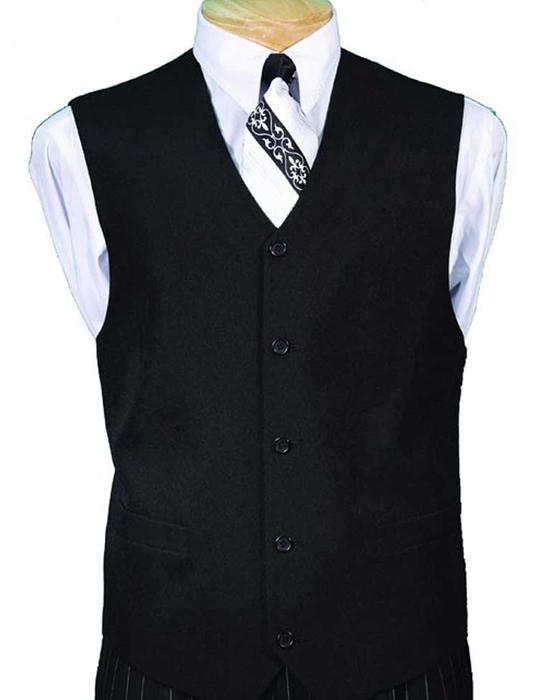 V-PP Single Breasted 5 Buttons Vest, Solid Color