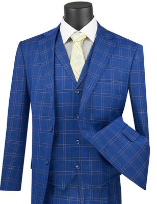 V2PD-1 Classic Glen Plaid 3 Pieces Suit