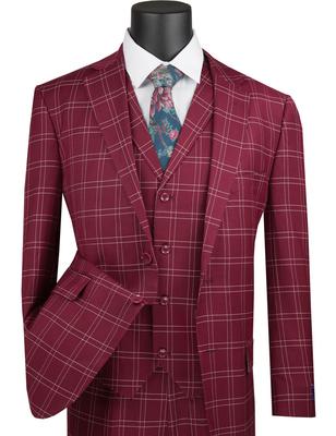 V2PD-1 Classic Glen Plaid 3 Pieces Suit