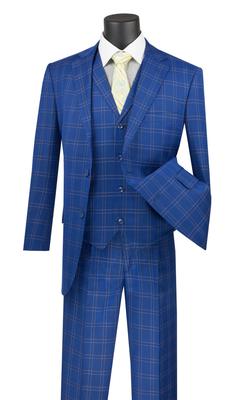 V2PD-1 Classic Glen Plaid 3 Pieces Suit