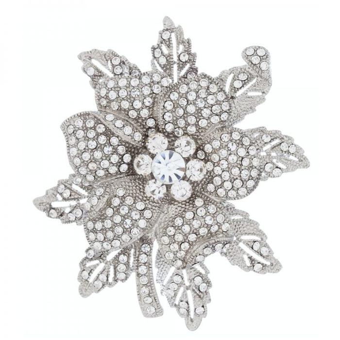 Rhinestone Flower Brooch Pin