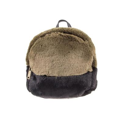 Dual Color Round Top Short Hair Faux Felt Fur Back Pack
