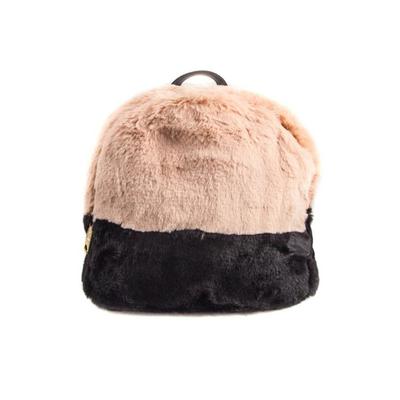 Dual Color Round Top Short Hair Faux Felt Fur Back Pack