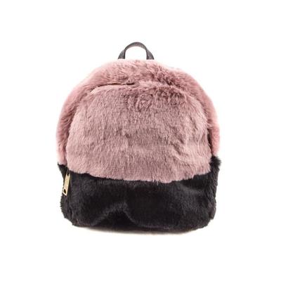 Dual Color Round Top Short Hair Faux Felt Fur Back Pack
