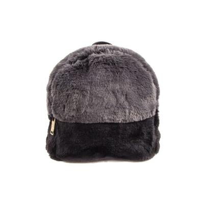 Dual Color Round Top Short Hair Faux Felt Fur Back Pack