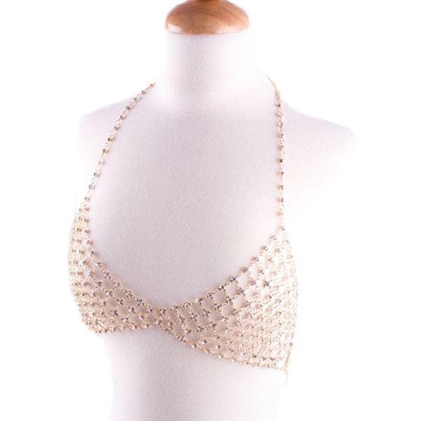 METAL BRA CHAIN WITH RHINESTONE