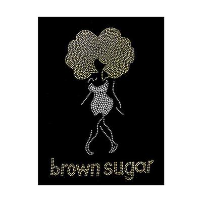 Full Body Deisgn, Soul Sister with Silver Chip and Brown Sugar with Gold Chip Rhinestone on Black Sleeve T-Shirts