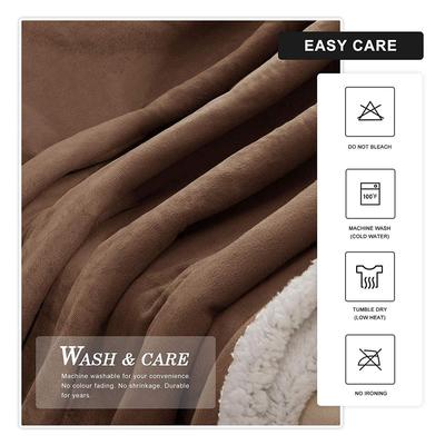 SUBRTEX 100% COTTON PURE COLOR SHERPA THROW BLANKET